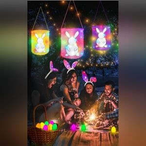 3Pcs LED Bunny Baskets Glow Total 60+ Easter Lights